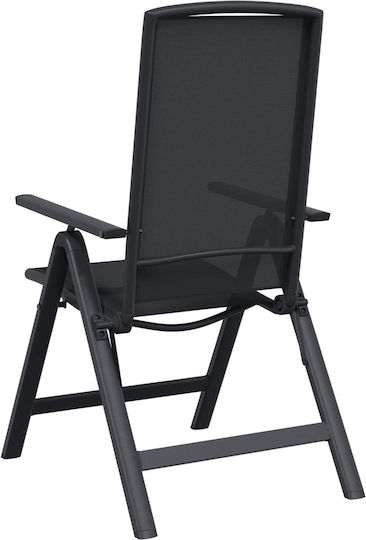 Gartenstühle Aluminium Schwarz 2 Stück 58x71x112cm