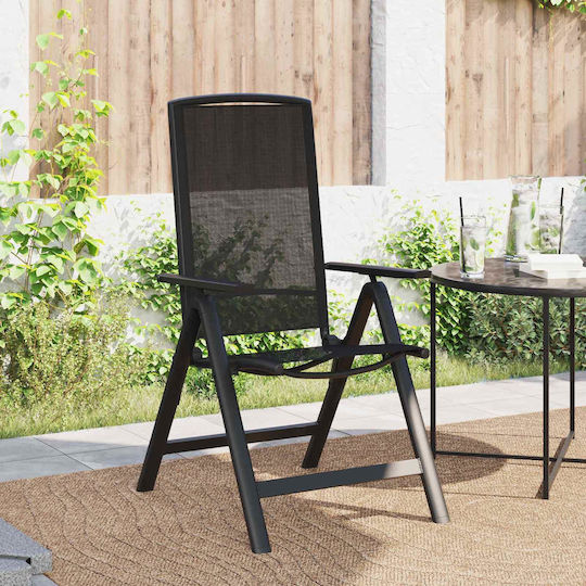 Gartenstühle Aluminium Schwarz 2 Stück 58x71x112cm