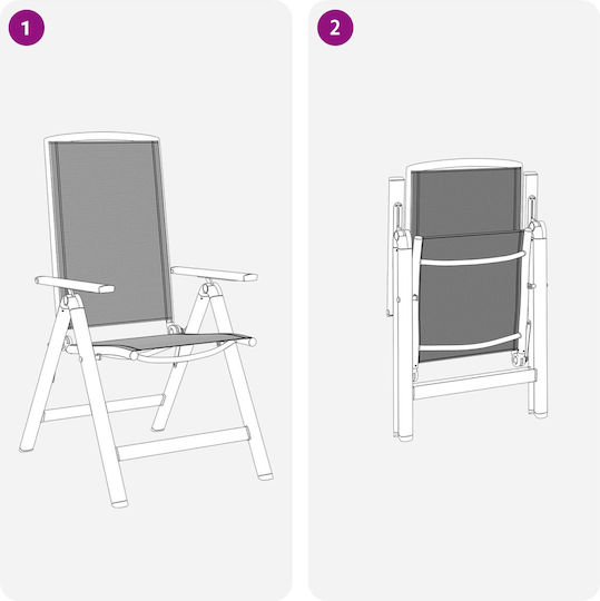 Gartenstühle Aluminium Schwarz 2 Stück 58x71x112cm