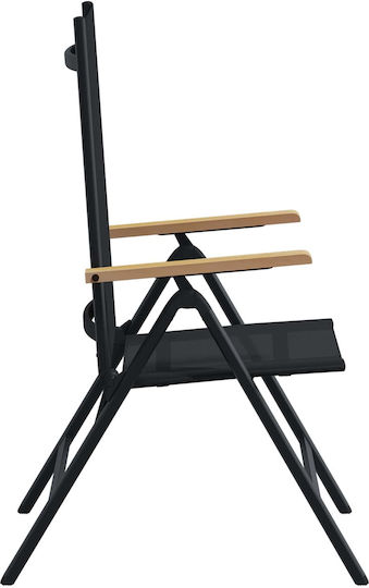 vidaXL Gartenstühle Aluminium Schwarz 2 Stück 58x73x111,5 cm