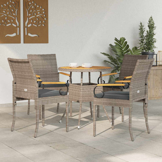 vidaXL Outdoor Chair Rattan Gray with Cushion 4 Pieces 59.5x50x88 cm vidaXL Outdoor Chair Rattan Gray with Cushion 4 Pieces 59.5x50x88 cm