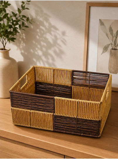 SteweHome Καλάθι Αποθήκευσης Rattan Κίτρινο 37x27cm