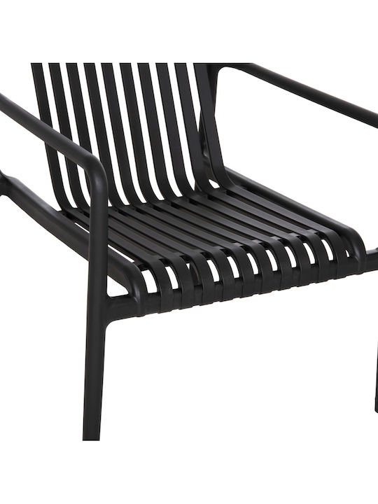 Fotoliu de Exterior din Polipropilenă Lounge Negru 66x77x76cm