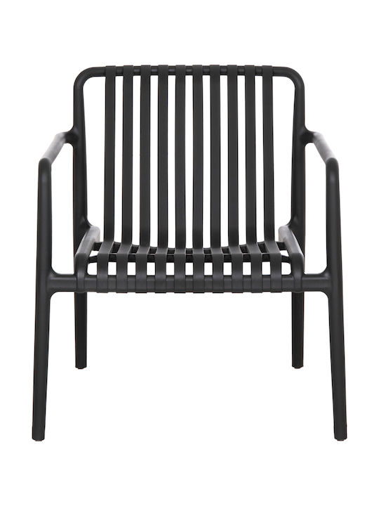 Fotoliu de Exterior din Polipropilenă Lounge Negru 66x77x76cm