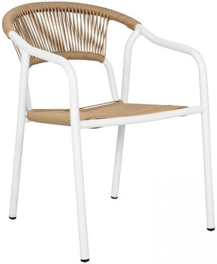 Καρέκλα Εξωτερικού Χώρου Rattan Solace Λευκό-φυσικό 56x65x82εκ.