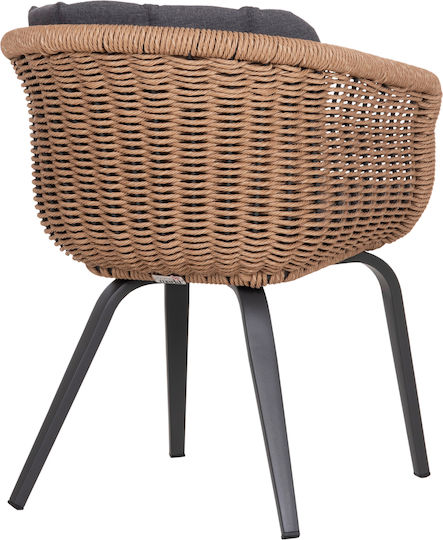 Gartenstühle Aluminium Wicker Grau mit Kissen 60x62x76cm
