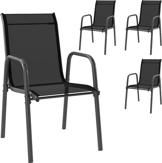 Gartenstühle Schwarz 4 Stück 51x69x87cm Gartenstühle Schwarz 4 Stück 51x69x87cm