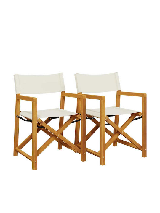 Regiestuhl Hölzernes Cream mit Kissen 2Stück 54x53.5x85.5εκ.