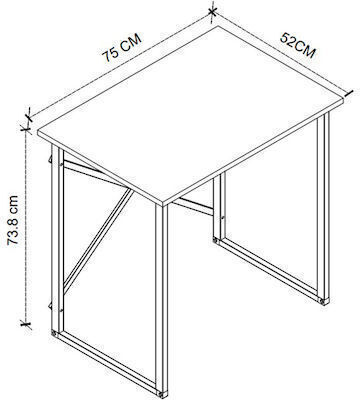 Γραφείο Verne Ξύλινο Pine Oak με Μεταλλικά Πόδια 75x52x73.8εκ.