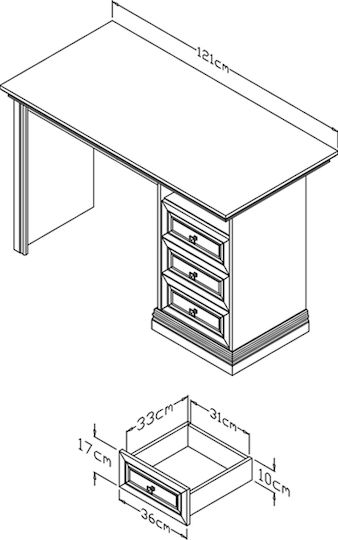 Schreibtisch Mozart Holz Braun 121x60x78cm