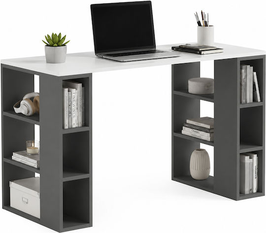 Birou Colmar Din Lemn Cu Birou Antracit / Alb 140x60x75cm