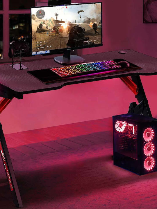 Γραφείο Gaming Ξύλινο Ροζ με Μεταλλικά Πόδια & LED 80x30x73εκ.