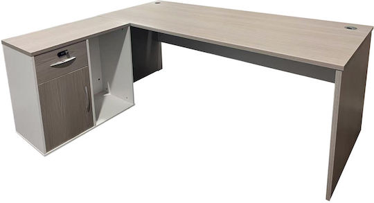 Corner Professional Office Armadi Wooden Gray-white 140x70x75cm