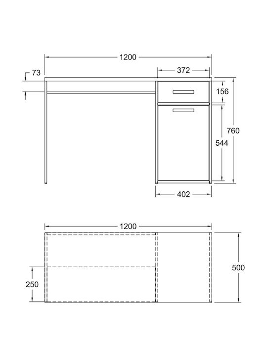 Schreibtisch Student Holz Weiß 120x50x76cm