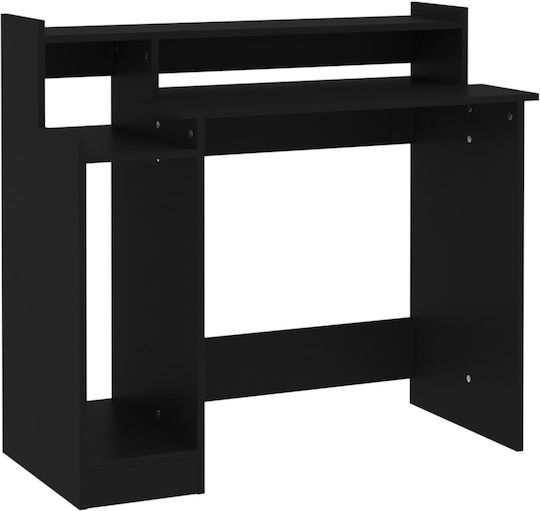 Computer Büro Holz Schwarz mit LED & USB-Anschlüssen 97x45x90cm