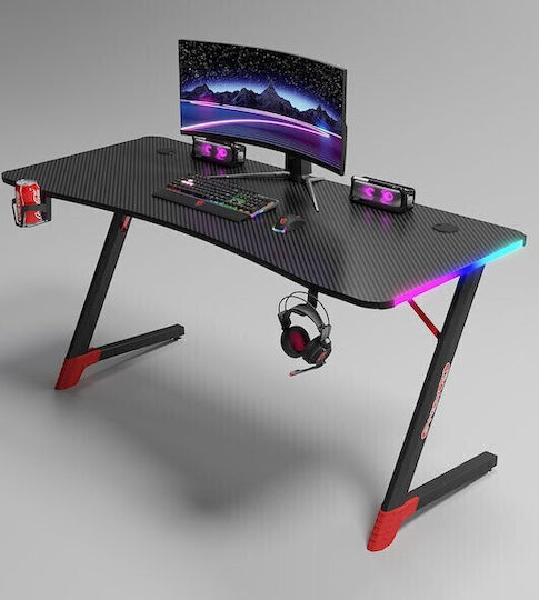 Γραφείο Gaming με LED & USB θύρες 120x60x75εκ. Μαύρο - Κόκκινο Γραφείο Gaming με LED & USB θύρες 120x60x75εκ. Μαύρο - Κόκκινο