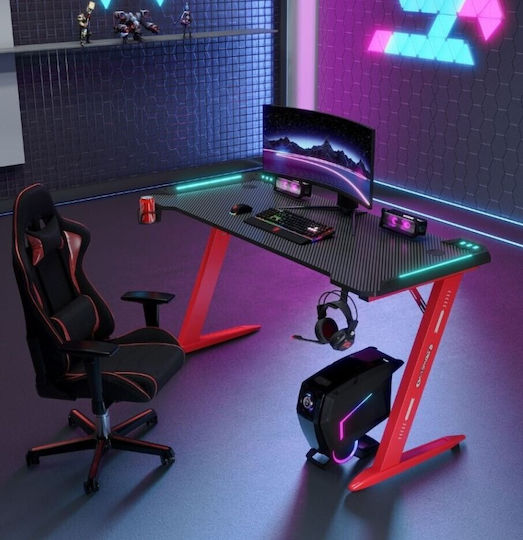 Γραφείο Gaming με LED & USB θύρες 120x60x75εκ. Μαύρο - Κόκκινο Γραφείο Gaming με LED & USB θύρες 120x60x75εκ. Μαύρο - Κόκκινο