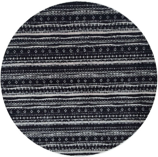 Sdim Round Kitchen Mat Non-Slip Base Universal 088 Ethnik Black Φ100cm