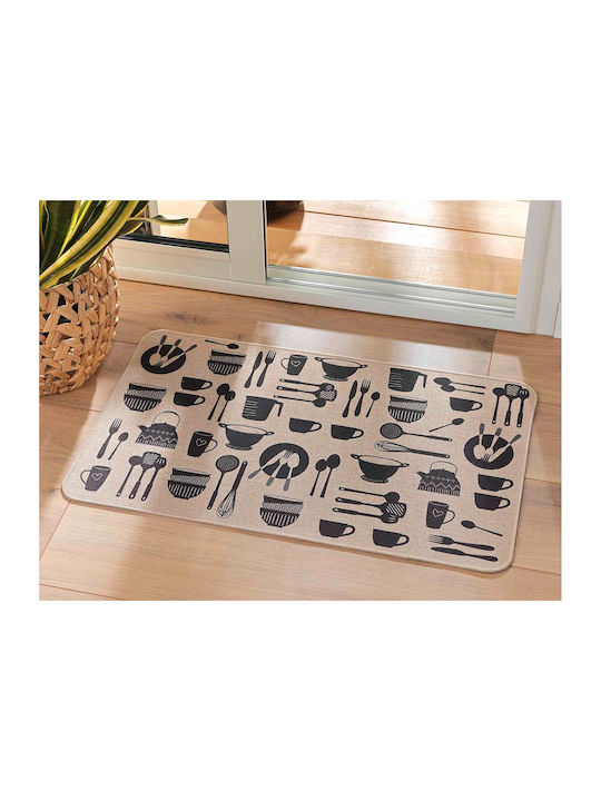 L-c Kitchen Ορθογώνιο Χαλάκι Κουζίνας με Αντιολισθητικό Υπόστρωμα Μπεζ 45x75εκ.