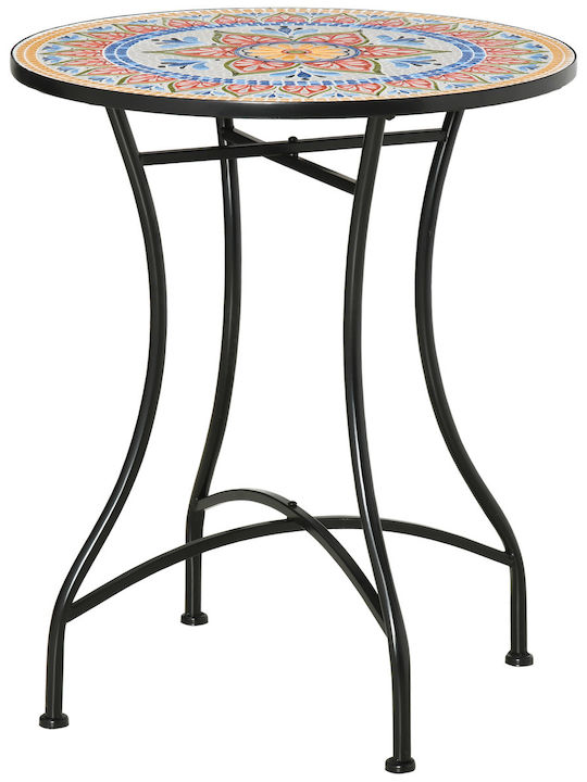 Auxiliary Outdoor Free Standing Metal Table Red+blue+white 60x60xcm