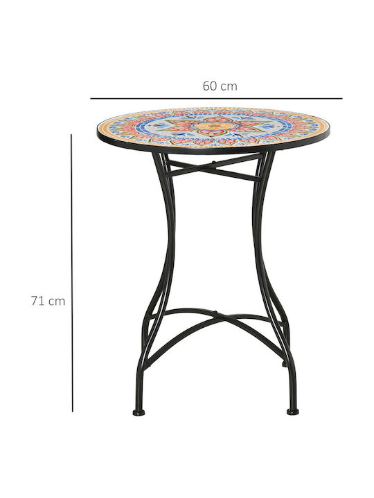 Auxiliary Outdoor Free Standing Metal Table Red+blue+white 60x60xcm