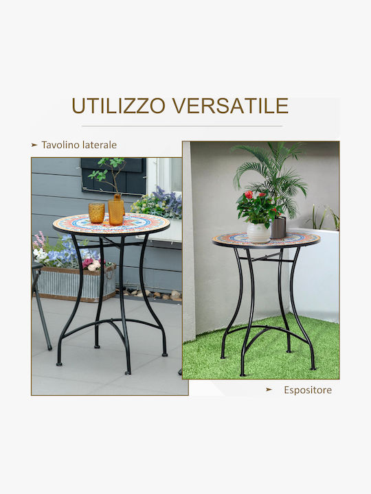 Auxiliary Outdoor Free Standing Metal Table Red+blue+white 60x60xcm