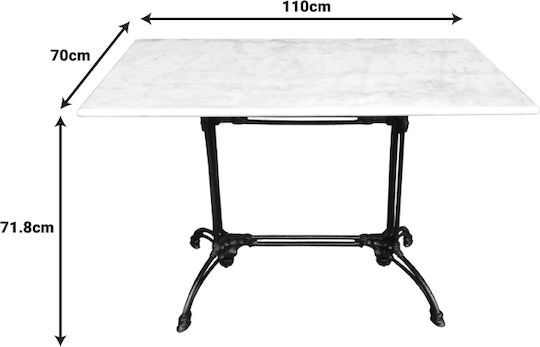 Masa pentru spații exterioare Marmură cu schelet din fontă Zosal White-black Shade 110x70x71.8buc