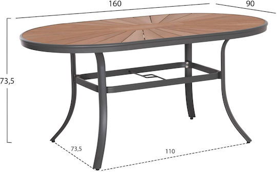 Masă 160x90x73 Antracit Masă 160x90x73 Antracit