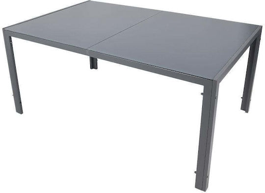 Маса Стабилна Метален със Стъклена Повърхност Тъмно сиво 150x90x73бр