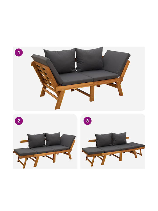 Bancă De Exterior Din Lemn Cu Perne 162x72x65cm