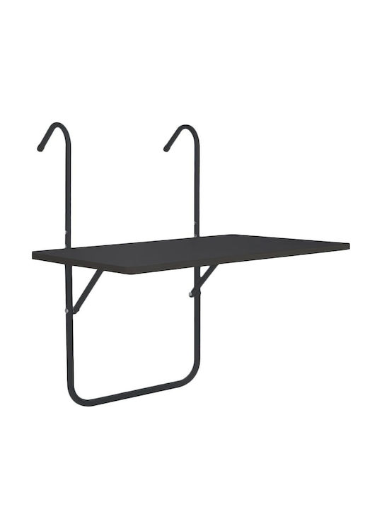 Table for Small Outdoor Spaces Foldable Wooden with Metal Frame Black 60x40x74cm