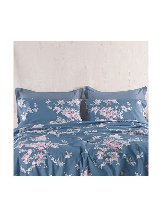 Rythmos Springtime Pillowcases Set with Envelope Cover Dark Blue 50x70cm