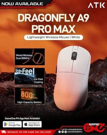 ATK A9 Pro Max Ασύρματο Gaming Ποντίκι 26000 DPI Μαύρο