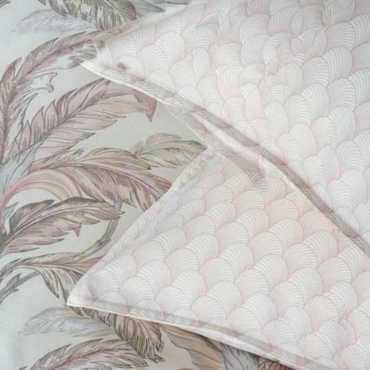Kentia Kernel Kissenbezüge Oxford Ecru-Rosa Set 50x70cm