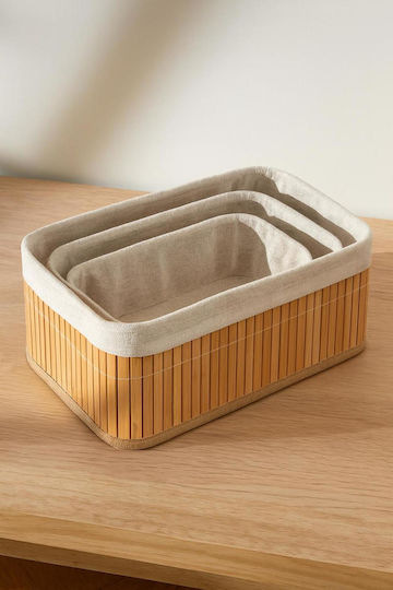 SteweHome Set Coșuri Decorative Bambus Maro 20x20cm 3 Bucăți