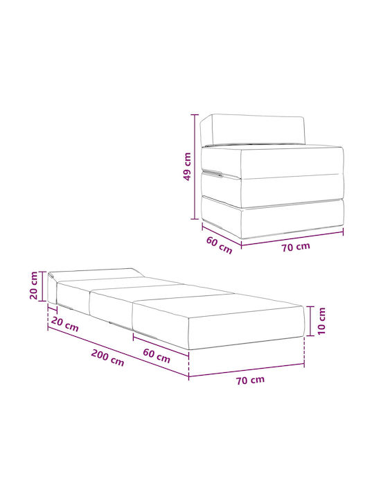 Πολυμορφικός Πουφ Καναπές Μπλε 200x70x10cm