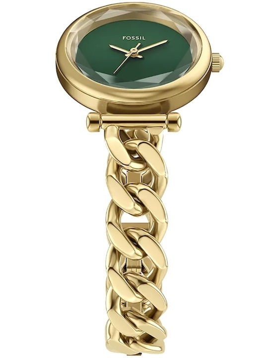 Fossil Carlie Mini Ceas Dama Analogic 28mm Baterie Cu Brățară Din Oțel Inoxidabil Auriu