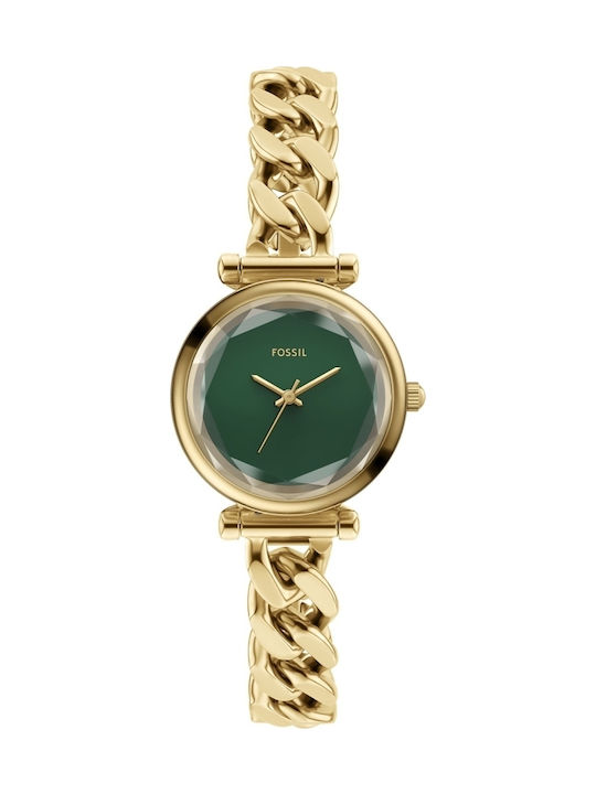 Fossil Carlie Mini Ceas Dama Analogic 28mm Baterie Cu Brățară Din Oțel Inoxidabil Auriu
