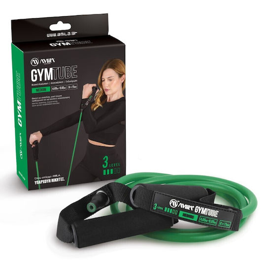 AMILA Gymtube de Rezistență Mediu cu Mânere Verde 1.4m