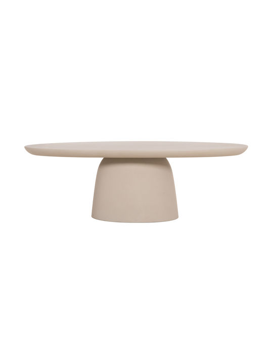 Oval Zentral Kaffeetisch Fiber Beige M130xL70xH40cm