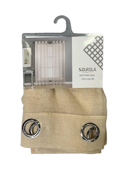 Sidirela Blackout Curtain with Grommets Gauze Dark Beige 140x260cm