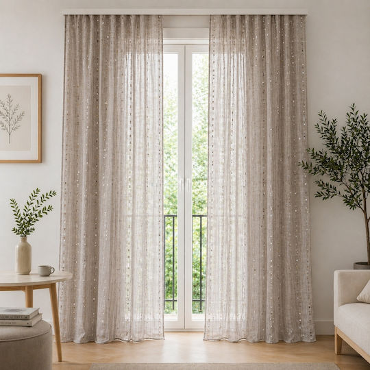 My Home Luxury Window Curtain With Pencil Pleat Beige 270x280cm
