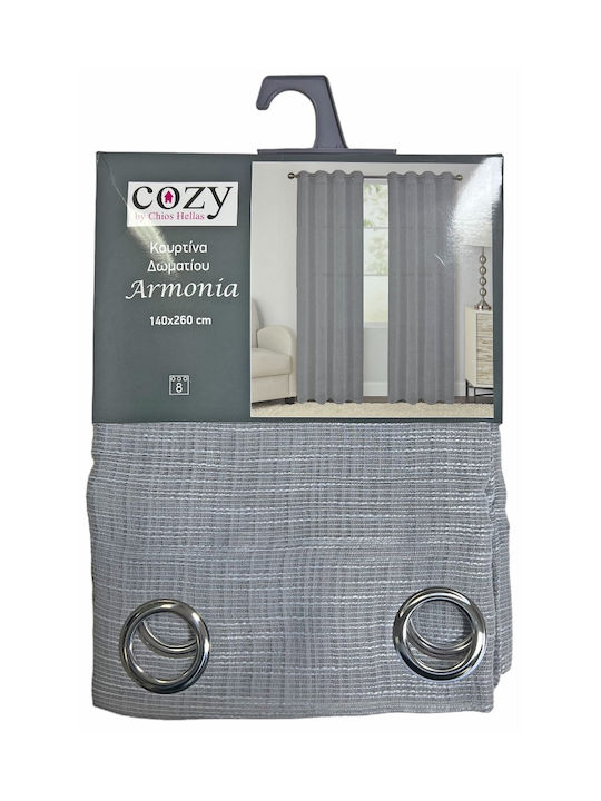Chios Hellas Perdea Cu Capse Gri 260x140 Cm