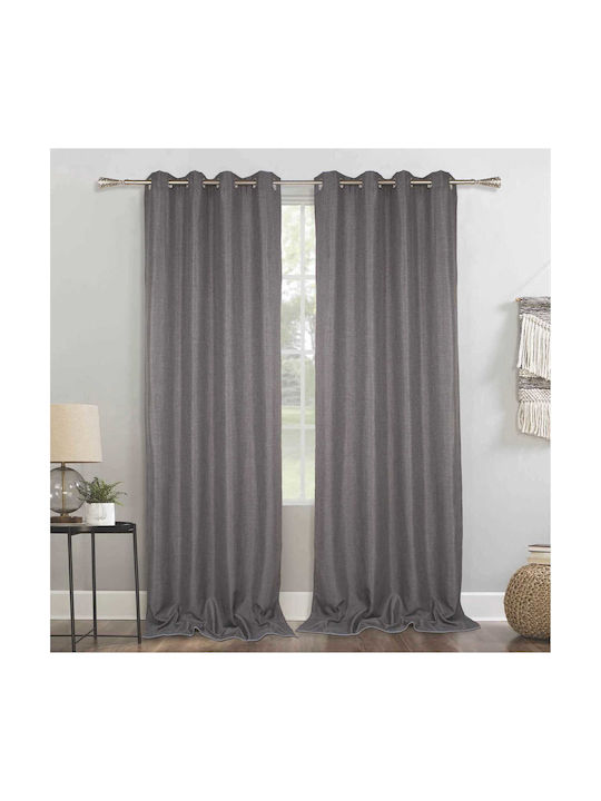 Kipper Curtain with Grommet Cationic Dark grey 140x260cm