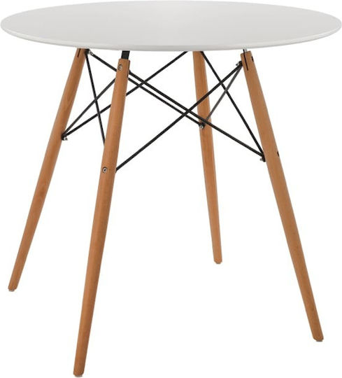 Pesto Rotund Masă Bucătărie Alb 80x80x73buc