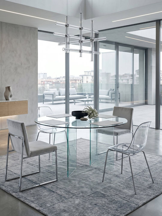 Кръгла Маса За Трапезария Стъклена 120x120см