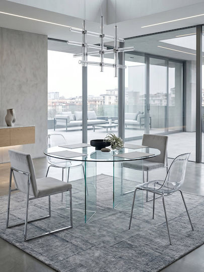 Crystal Round Dining Room Table Glass 120x120cm