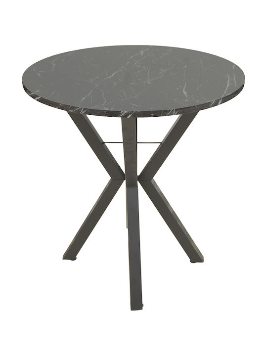 Rogue Rotund Masă Bucătărie cu Suprafață de Marmură Black Marble Effect 70x70x72buc