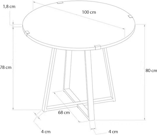 Rubes Masă Bucătărie Walnut - Anthracite 100x100x78buc