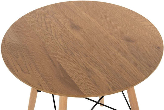 Кръгла Маса За Кухня Дървена Натурален 60x60x72см